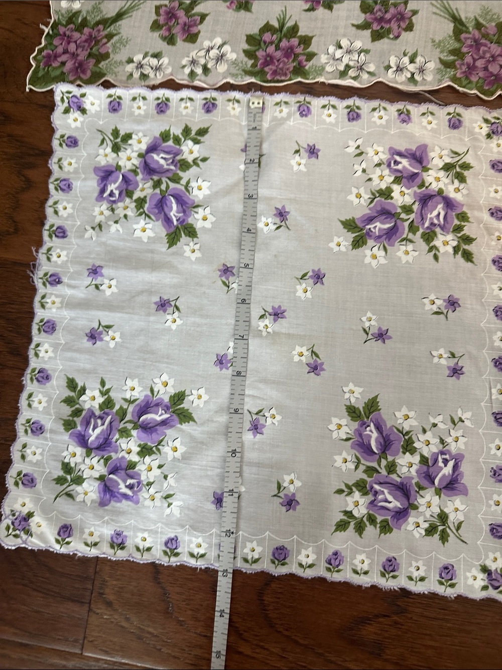 Vintage Floral Handkerchief Bundle - Purple & Teal Accents - Picture 2 of 5